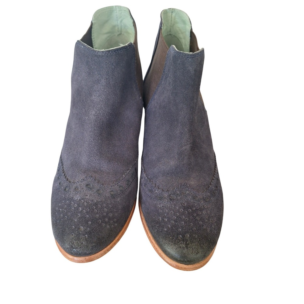 Boden Blue Suede Heeled Ankle Boots western size 39